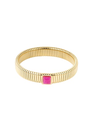 Böhmisches Armband rosa Stein - Goldfarbe h5 