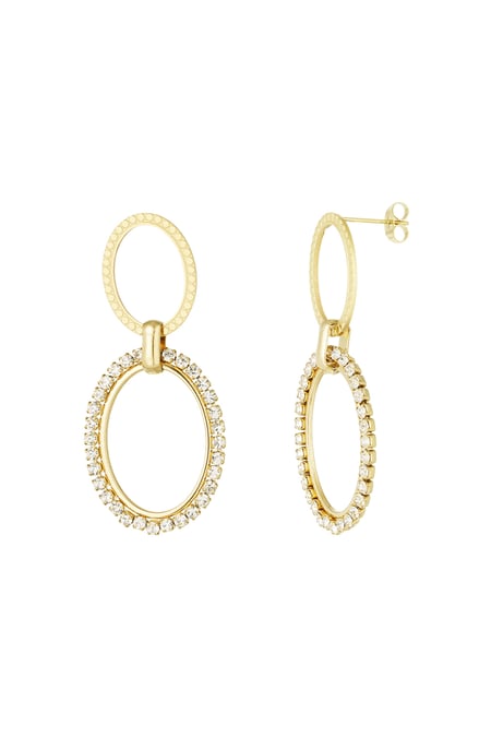 Oval diamond charm earrings - Gold color 2