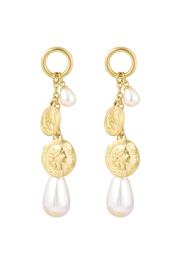 orecchini monete di perle - colore oro