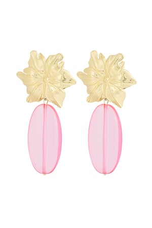 Earrings flawless flower - pink Gold color h5 