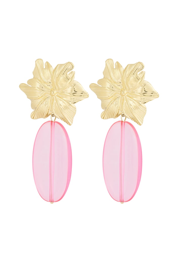 Earrings flawless flower - pink Gold color 