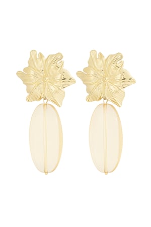 Earrings flawless flower - beige Gold color h5 