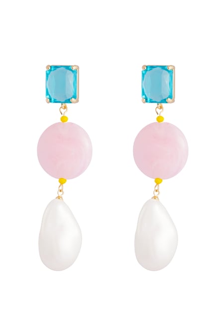 Earrings vintage pearls - blue pink