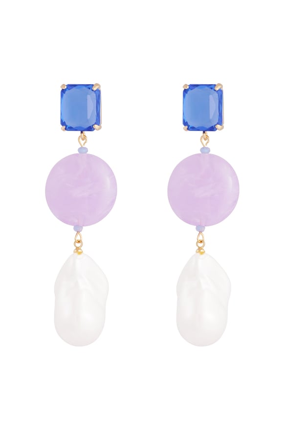 Earrings vintage pearls - blue purple 2