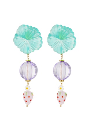 Strawberry love earrings - green purple h5 