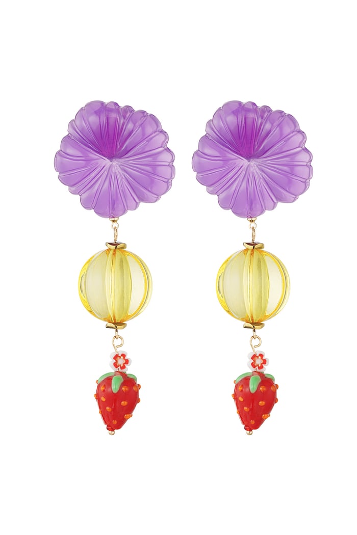 Strawberry love earrings - purple 