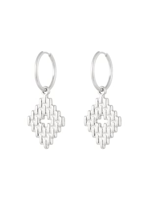 Earrings with structured charms - Silver Color color h5 