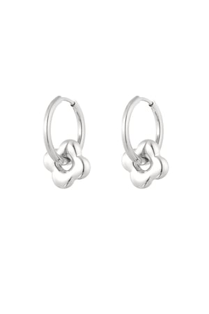 Basic earrings with clover charm - Silver Color color h5 