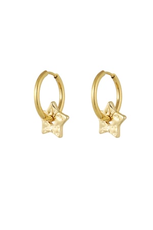 Basic earrings with star charms - Gold color h5 