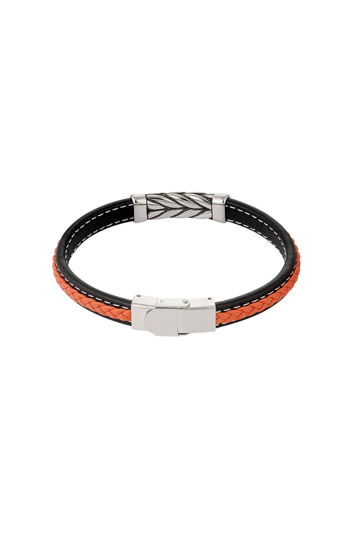 Herrenarmband Silber geflochten - Orange Bild5