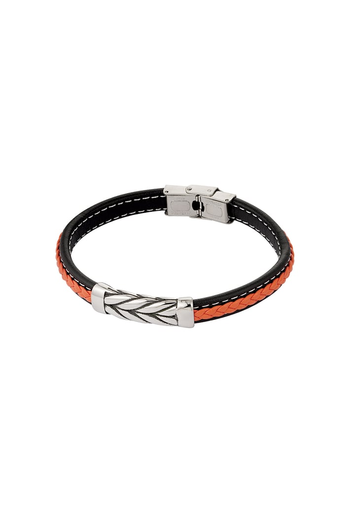 Herrenarmband Silber geflochten - Orange 