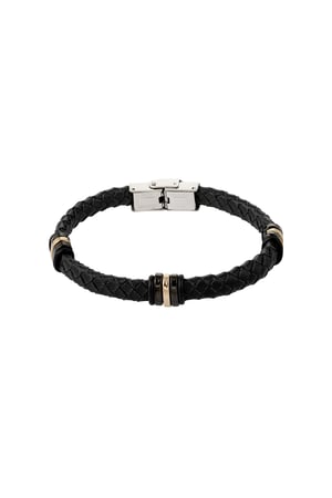 Men's bracelet braided with Gold color/black rings - black h5 