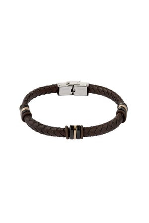 Herrenarmband geflochten mit goldenen/schwarzen Ringen – dunkelbraun  h5 