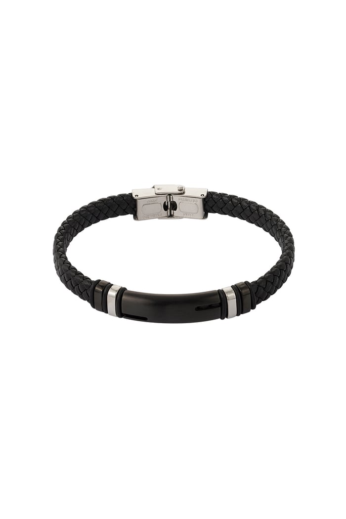 Men's bracelet braided - black/Silver color 