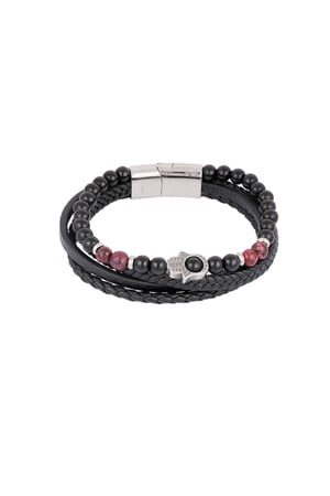 Double men's bracelet with hand charm Wine Red h5 