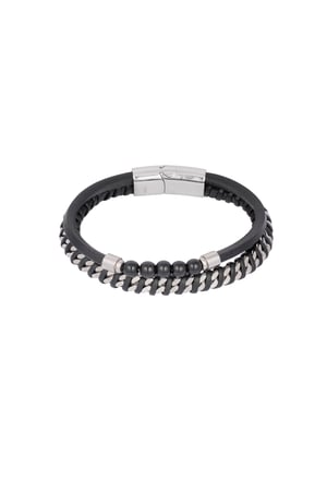 Men's bracelet phoenix - black Silver color h5 