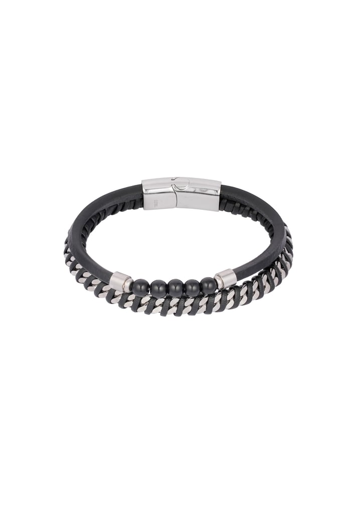 Men's bracelet phoenix - black Silver color 