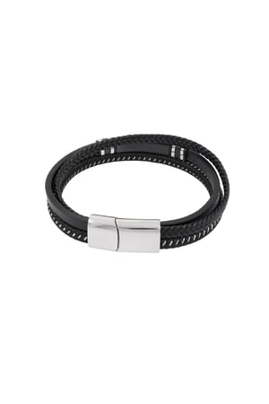 Casual double braided men's bracelet - black/Silver color h5 Picture5