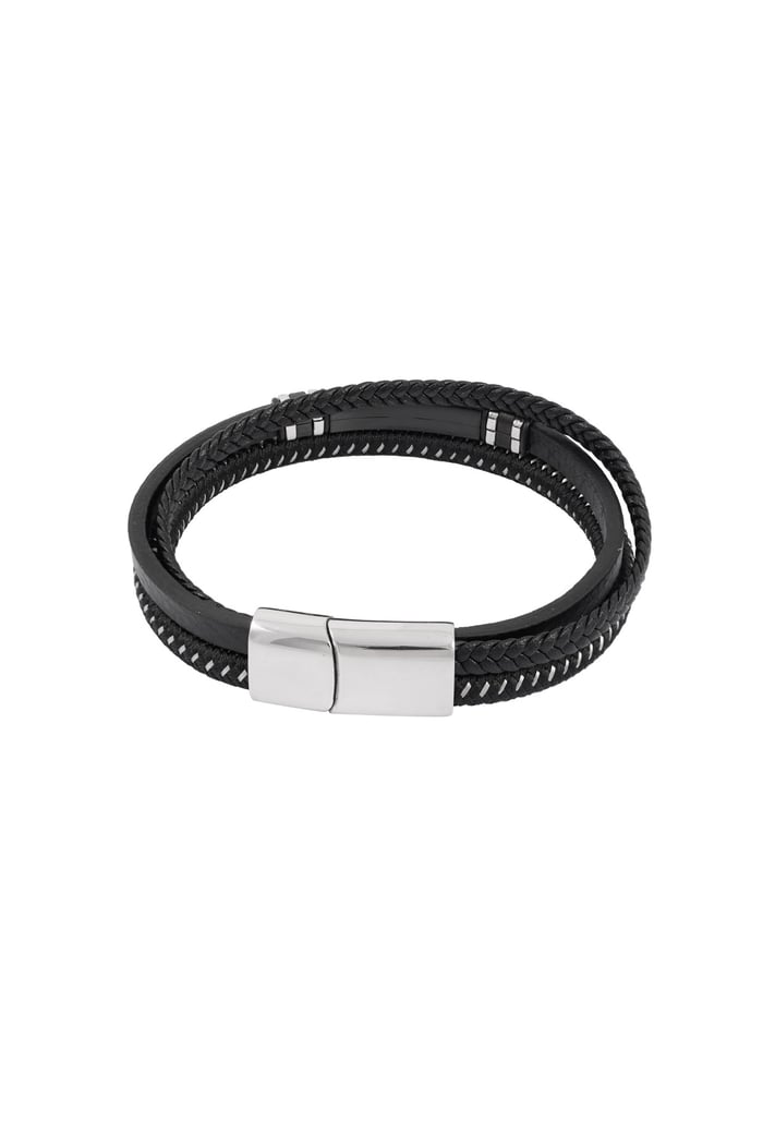 Casual double braided men's bracelet - black/Silver color Picture5