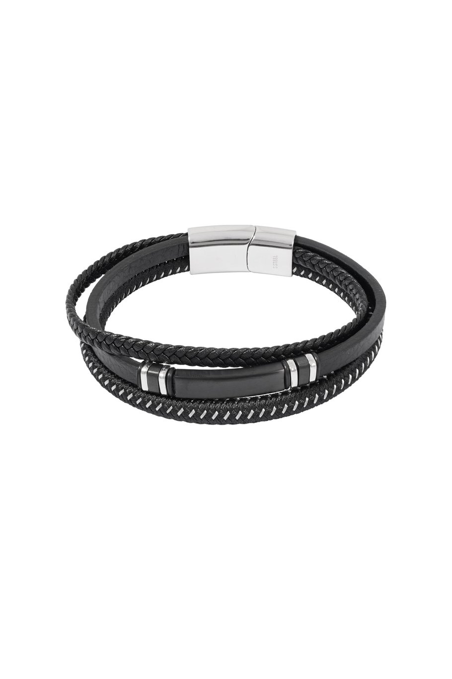 Casual double braided men's bracelet - black/blue