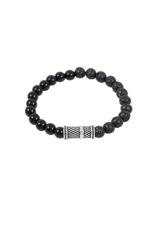 Cool men's bracelet with beads - black/Silver color  h5 