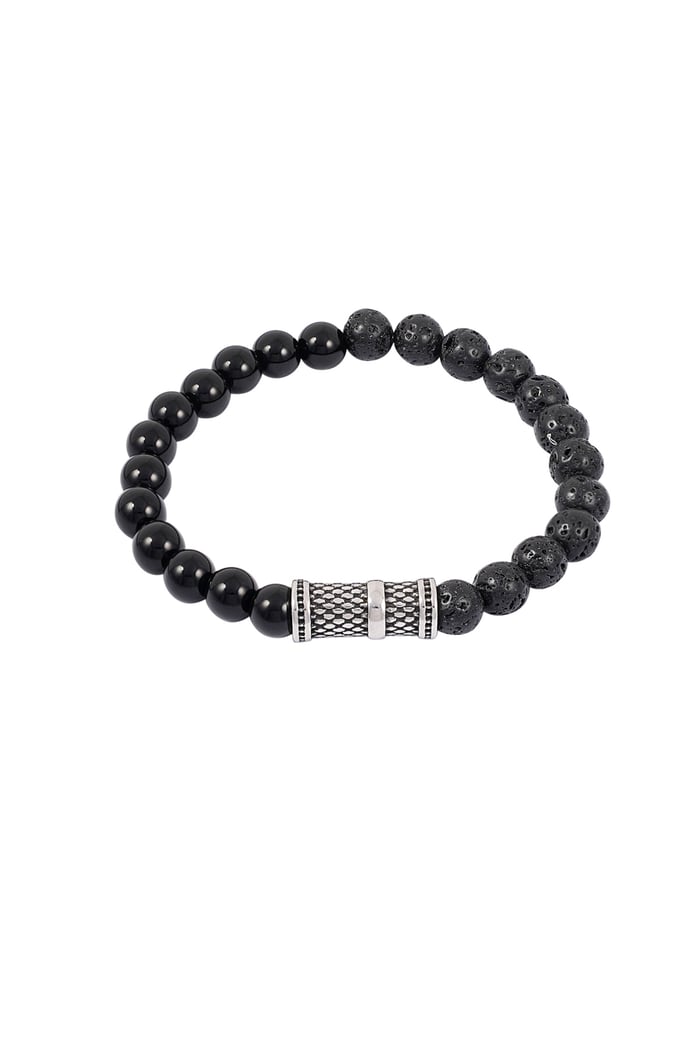 Cooles Herrenarmband mit Perlen - schwarz/silber  