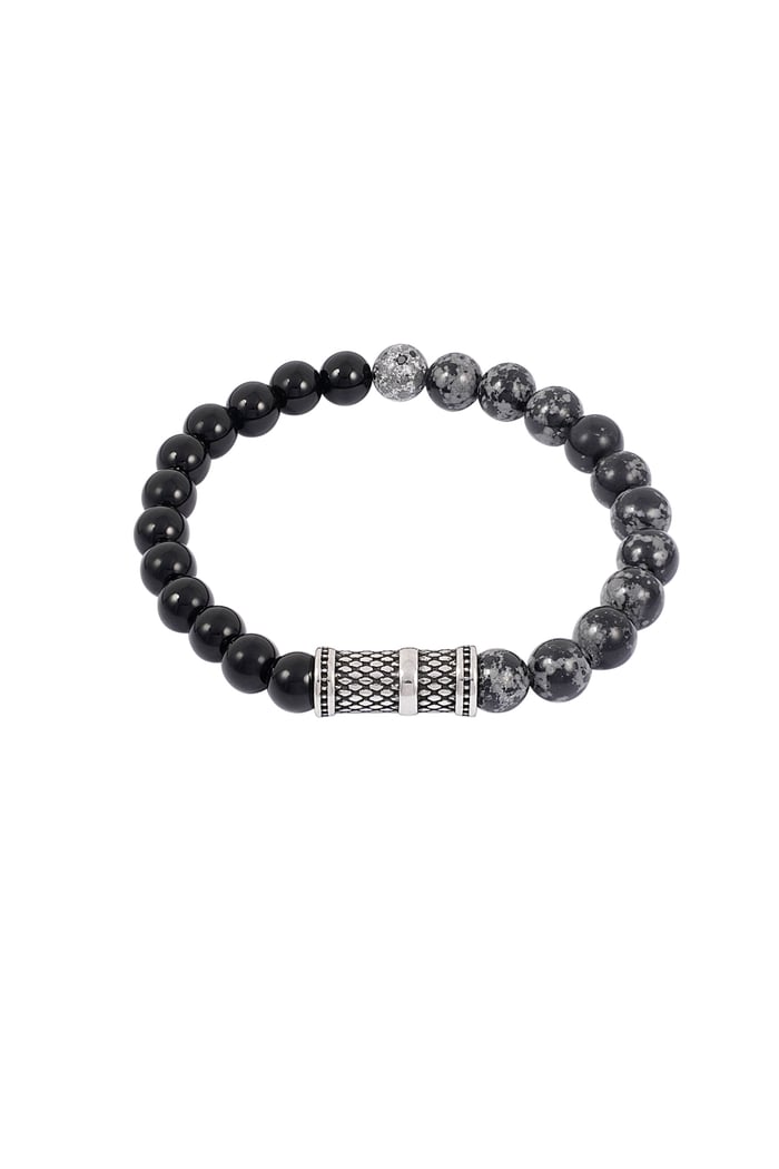 Cool men's bracelet with beads - black/grey  