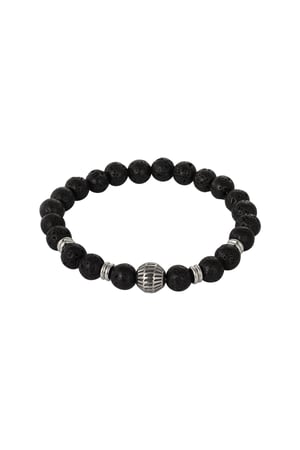 Simple men's bead bracelet charm - black h5 