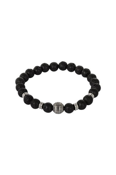 Simple men's bead bracelet charm - black