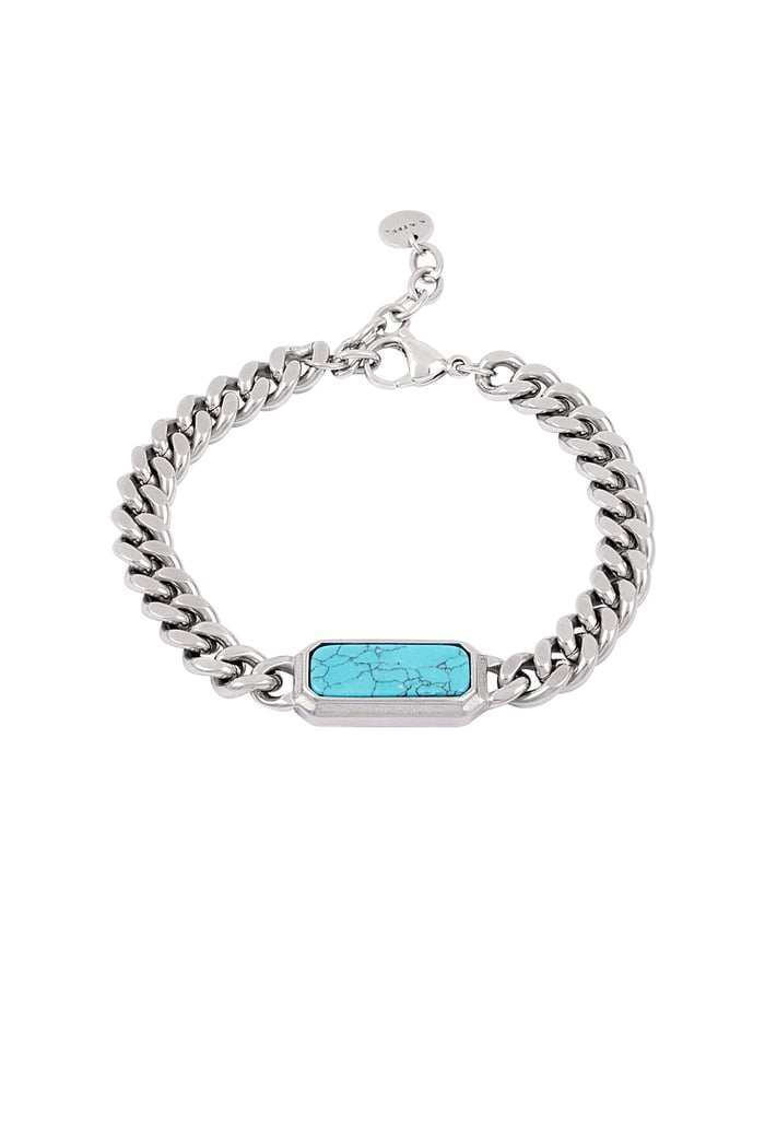 Link bracelet with stone - Silver Color color 