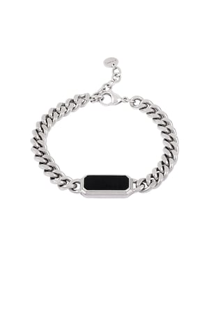 link bracelet with black stone - Silver Color color h5 