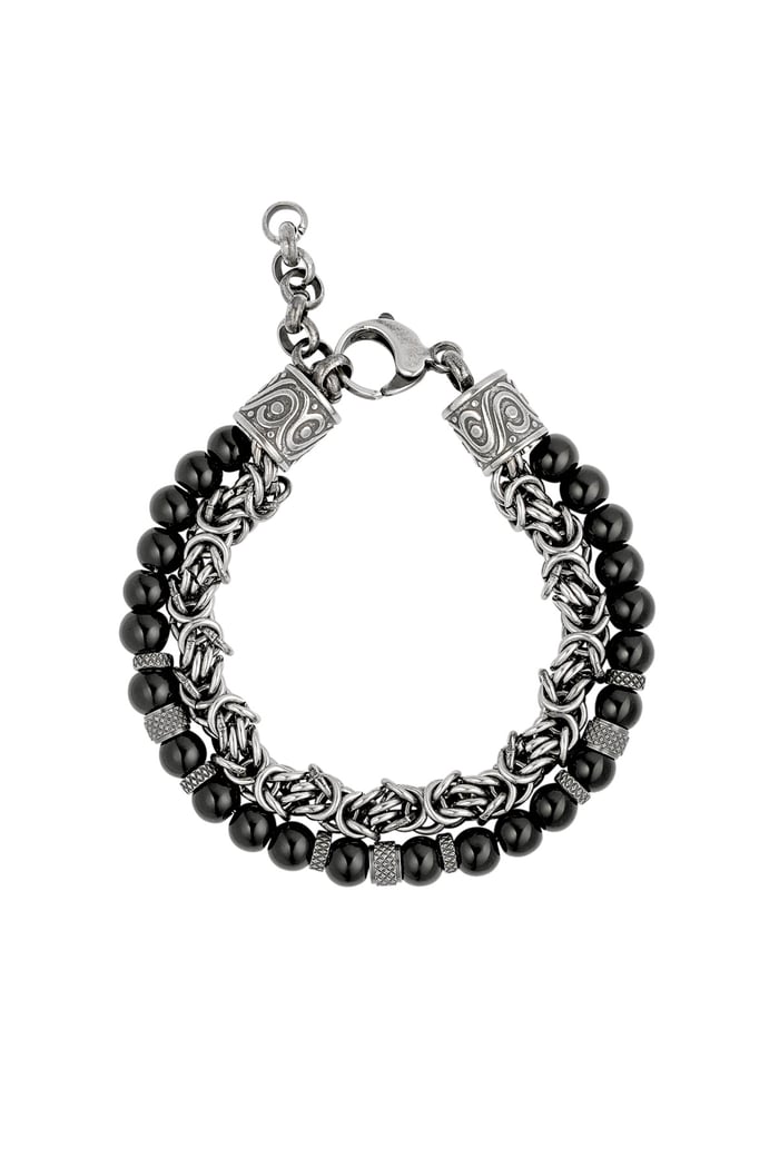 Men's bracelet nexus - black Silver color 