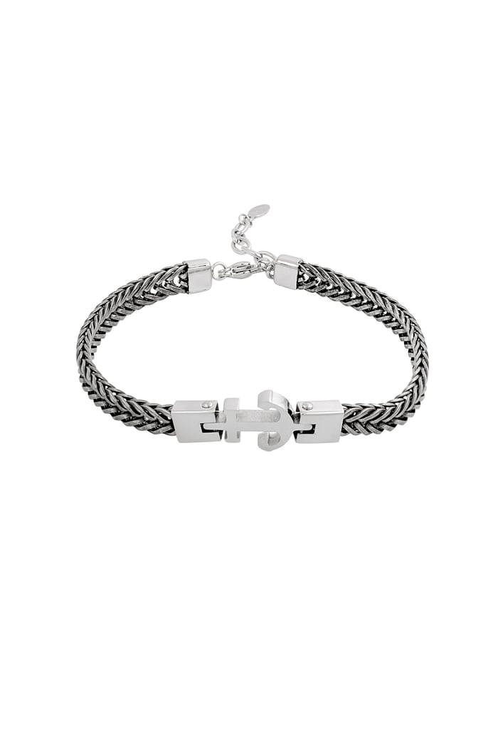 Men's bracelet anchor cuff - Silver Color color 