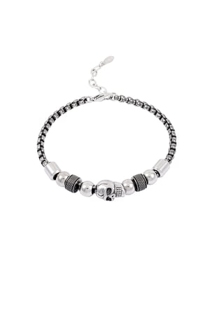 Men's bracelet with skull charms - Silver Color color h5 