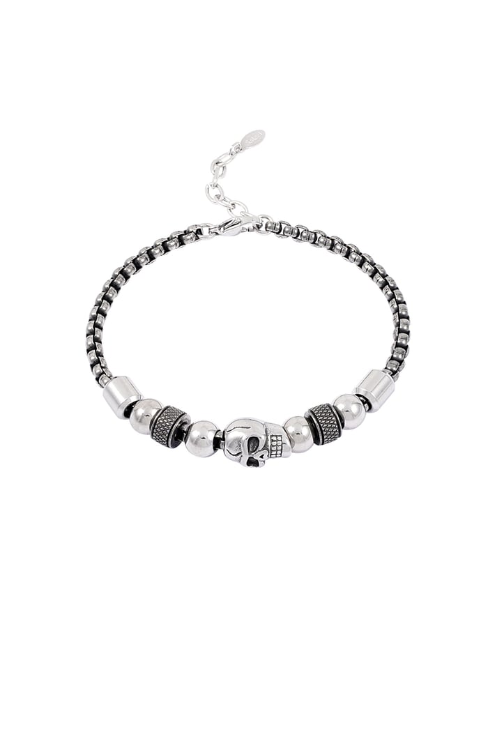 Men's bracelet with skull charms - Silver Color color 