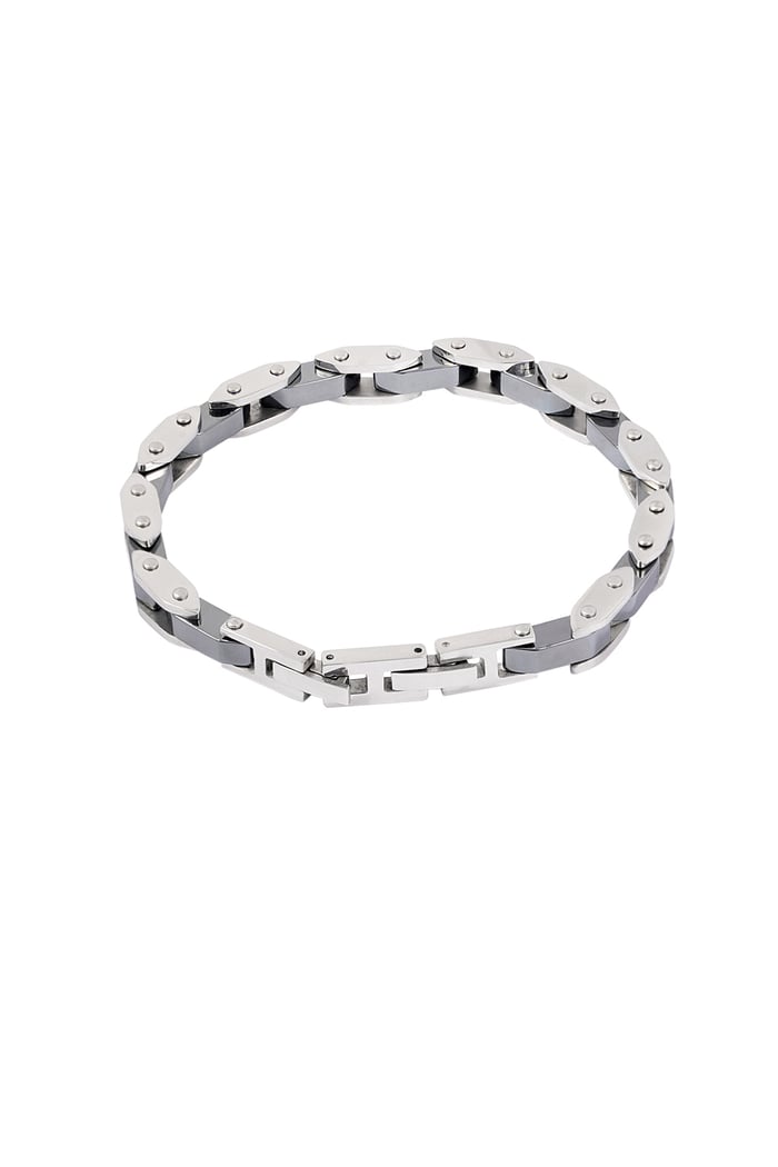 Double chained men's bracelet - Silver Color color Picture6