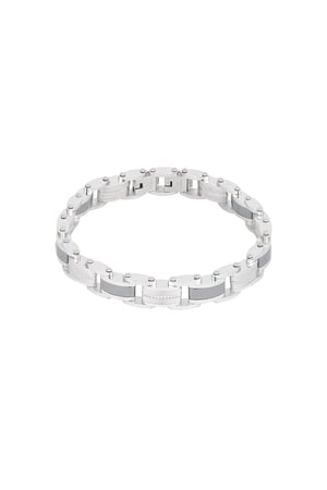 Linked steel men's bracelet - Silver color-1cm h5 Picture3