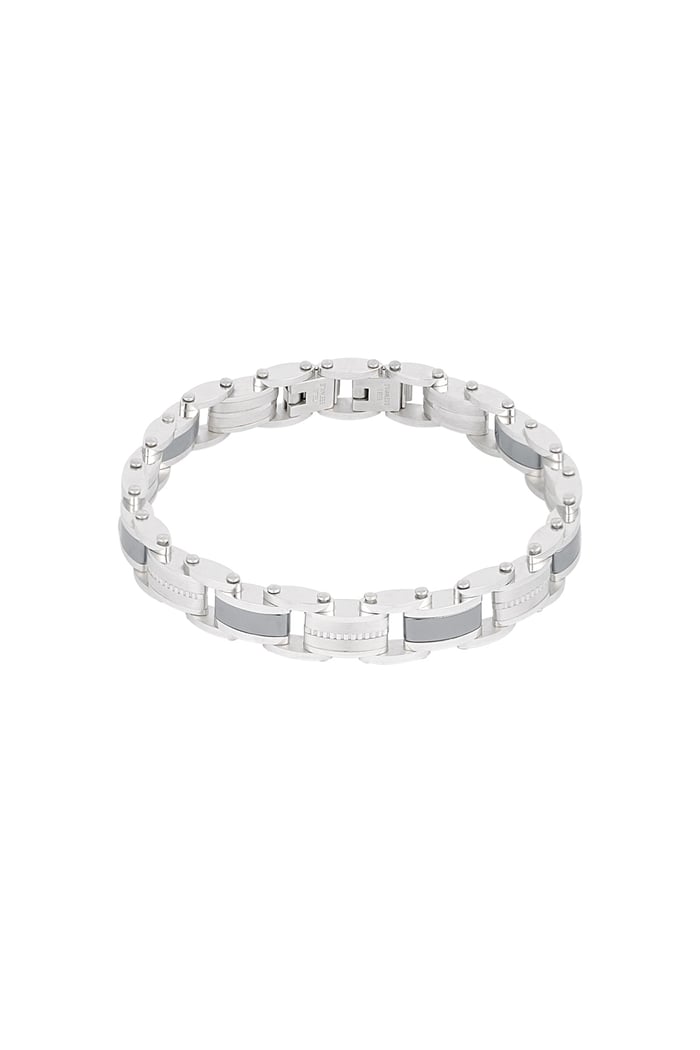 Linked steel men's bracelet - Silver color-1cm Picture3