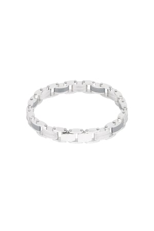 Linked steel men's bracelet - Silver color-1cm h5 