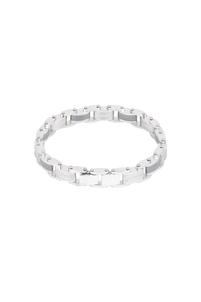 Linked steel men's bracelet - Silver color-1cm 