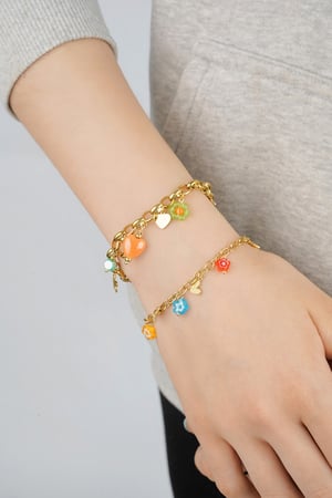 Bettelarmband mit farbigen Charms - Goldfarbe h5 Bild3