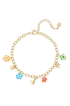 Bracelet festive florals - Gold color h5 