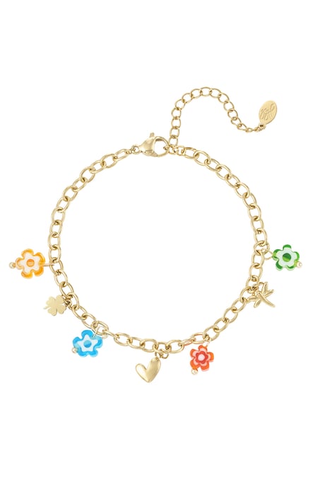 Pulsera flores festivas - Color dorado