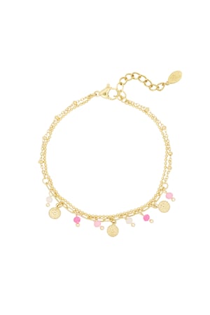 Armband mit Münzen und Perlen - rosa/Goldfarbe  h5 