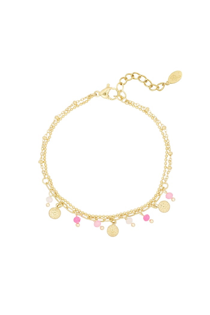 Armband mit Münzen und Perlen - rosa/Goldfarbe  