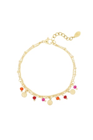 Bracelet with coins and beads - red/Gold color h5 