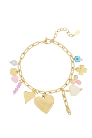 Charm bracelet colored charms - Gold color h5 