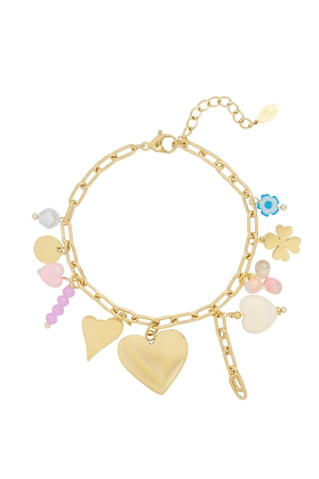 Bettelarmband farbige Charms - Goldfarbe 2