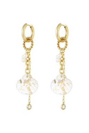 Shell earrings with charms - Gold color h5 