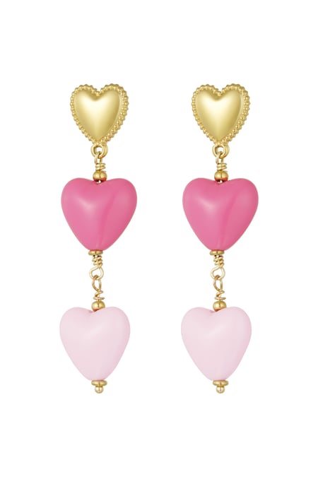 Earrings triple lovers - pink 2